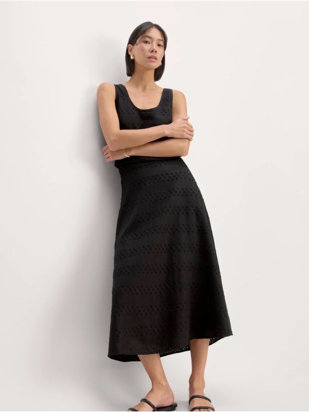 Everlane Linen Eyelet Midi Skirt